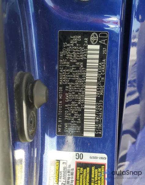 2016 Toyota Corolla L from USA, damaged, VIN 2T1BURHE2GC540807